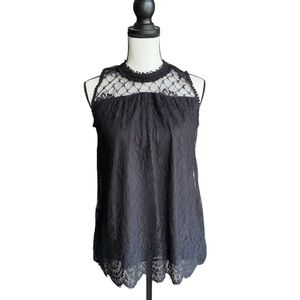 Black Lace Sleeveless Blouse Size Medium